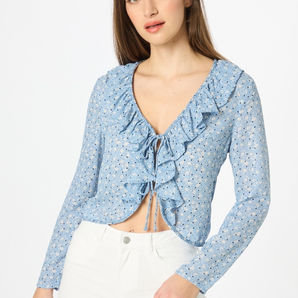 Tie Front Ruffle Blouse